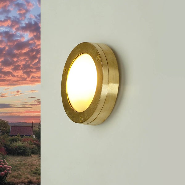 Runde Wandleuchte aus Metall mit Schrauben