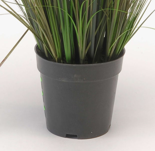 Künstlicher Hortensienzweig mit drei Blütenköpfen und grünen Blättern