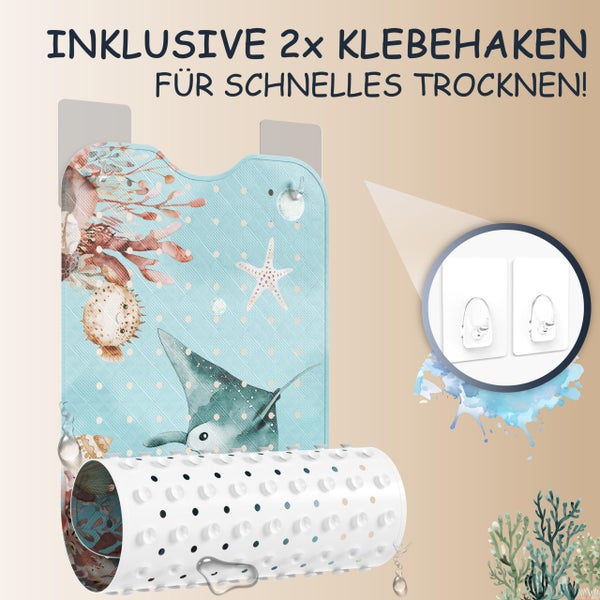 SilverRack Badewannenmatte Kinder rutschfest [100x40cm] - Antirutschmatte Badewanne BPA frei - Badematte Kinder - für Baby & Kinder - Antirutsch Matte - Bath Mat - Rochen Unterwasserwelt Grün