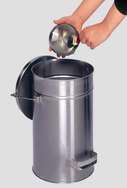 PROREGAL Robuster Sicherheitsbehälter Mit Deckel Tragebügel HxBxT 38 x 27 x 27 cm Edelstahl Grau