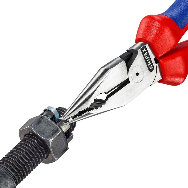 Knipex Spitz-Kombizange mit Mehrkomponenten-Hüllen schwarz atramentiert 185 mm - 0822185