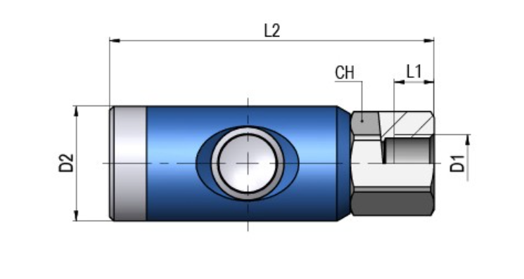 FAIRAIR Sicherheitskupplung SSK-7,4-1/4I, G 1/4 Innengewinde drehbar NW 7,4, eloxiert, FA60014