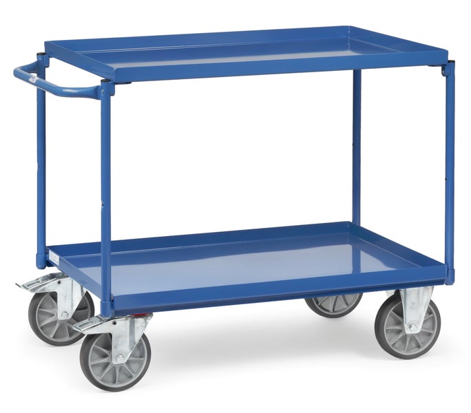 Servierwagen mit zwei Ablageflächen und Rollen