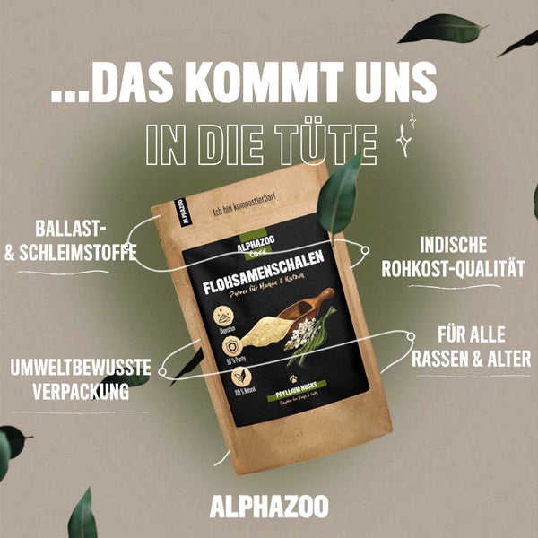ALPHAZOO Flohsamenschalen gemahlen 250g für Hunde und Katzen I Indische Psyllium Husks