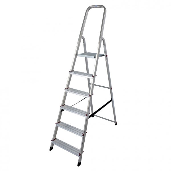 Aluminium-Stufenleiter mit sechs Stufen und Haltebügel