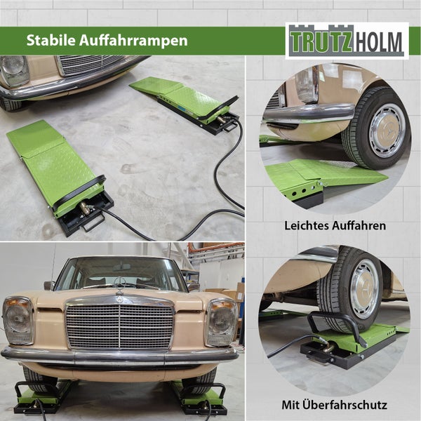 Auffahrrampe hydraulisch 1360 kg Breite je 34 cm Hebebühne doppelt Wagenheber Pkw schwarz/grün