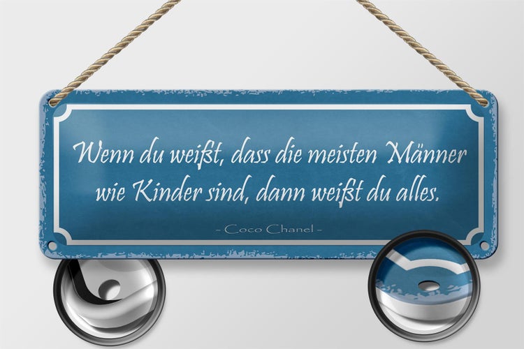 Blechschild Spruch 27x10cm meiste Männer sind wie Kinder Dekoration