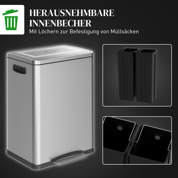 Treteimer aus Edelstahl mit herausnehmbarem Inneneimer