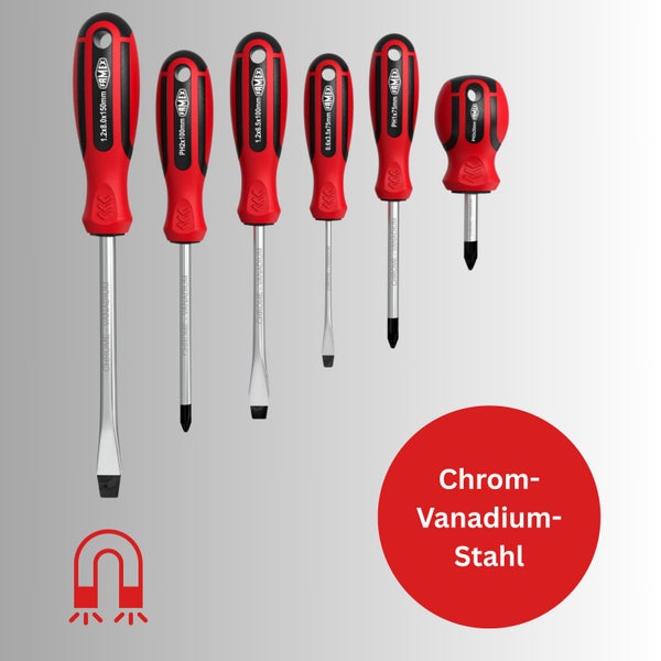 Famex Schraubendreher Set mit Magnetspitze aus Chrom Vanadium Stahl