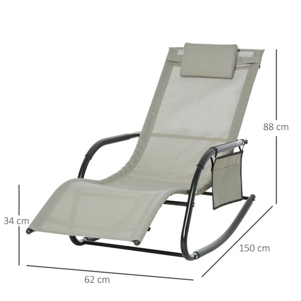 Outsunny Schaukelstuhl, Schwingsessel, 150 x 62 x 88 cm, Metall, Mesh, Schwarz+Hellgrau