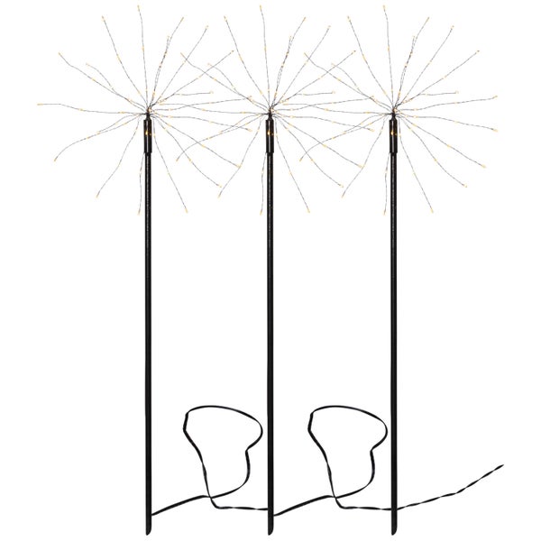 Drei Gartenstecker mit LED-Lichtern