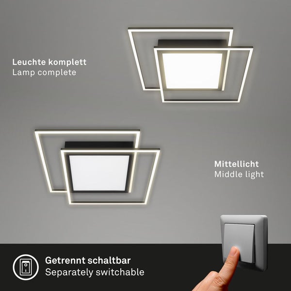 Briloner Leuchten FRAME CENTER - Wand-& Deckenleuchte - 3740015 - Getrennt schaltbar - 3000K warmweiß - 51 W ? 5800 lm - 51,5 x 51,5 x 6,5 cm