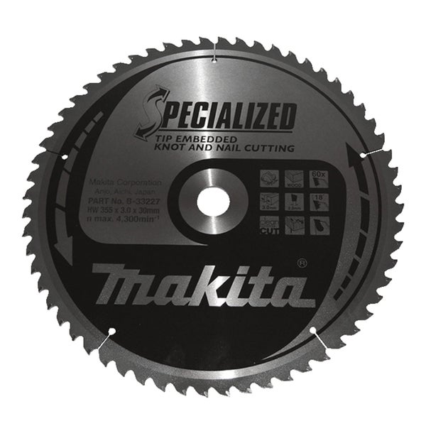 Makita Sägeblatt für Knoten und Nägel, 355 mm