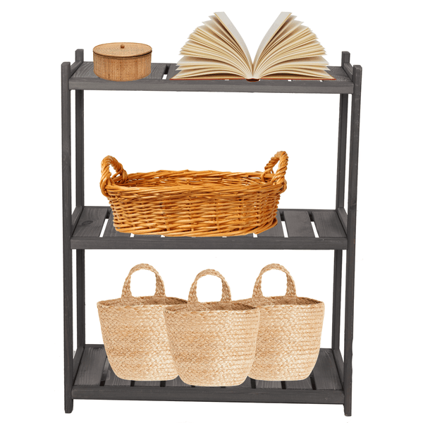 PROREGAL Holzregal SPREEWALD HxBxT 86x70x33cm 3 Ebenen Massives Kiefernholz Grau geölt