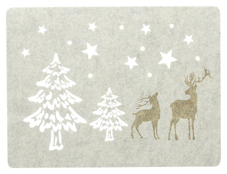 FRANK FLECHTWAREN | Platzmatte Winterwald, 4er Set, 40 x 30 cm, FILZ