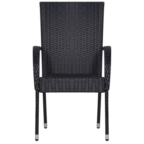 Stapelbare Gartenstühle 6 Stk. Poly Rattan Schwarz