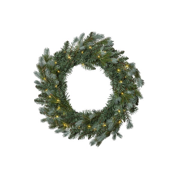 Weihnachtlicher Türkranz mit Beleuchtung