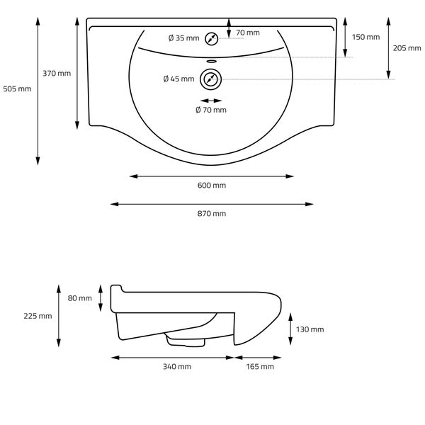 ML-Design Waschbecken Keramik Schwarz matt 87x50,5x22,5 cm Oval mit Ablaufgarnitur, Einbauwaschbecken mit Hahnloch/Überlauf, Aufsatzwaschbecken Einbauwaschtisch Waschschale Waschplatz Handwaschbecken