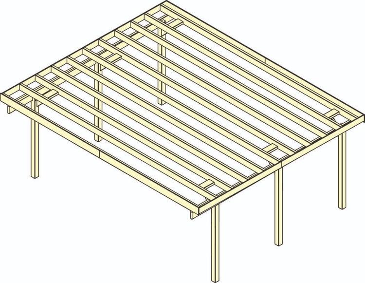 Alpholz Doppelcarport Göteborg Carport aus Holz, Unterstand Überdachung, Naturbelassen 6x7,3m