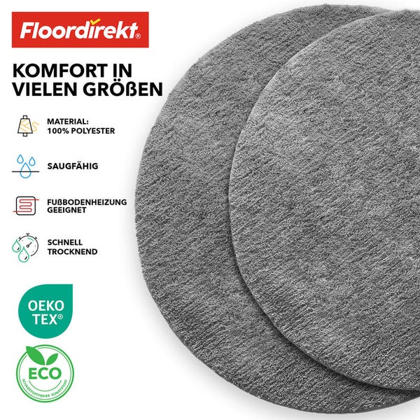 Grauer runder Teppich aus Polyester