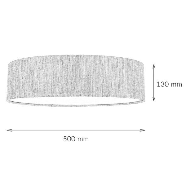 Textile Deckenleuchte, rund, 500 mm breit, 130 mm hoch
