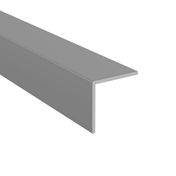 Graues Winkelprofil aus Metall in L-Form.