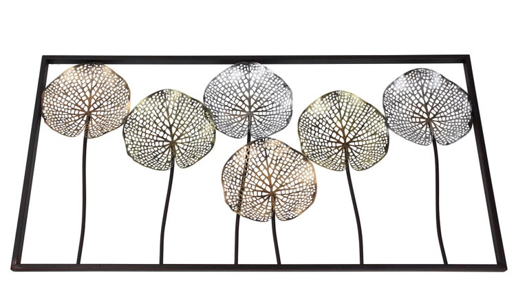 FRANK FLECHTWAREN | Wanddeko Lotus, METALL, 100 x 50 cm