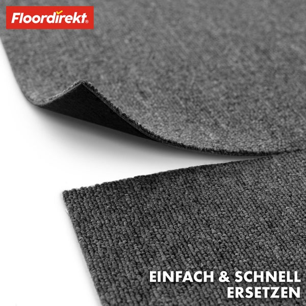 FLOORDIREKT Teppichfliese Moscow - Selbstliegend - 50 x 50 cm - Dunkelgrau