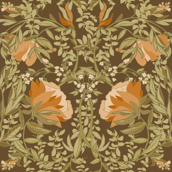 Blumenmuster mit Pfingstrosen und Blättern