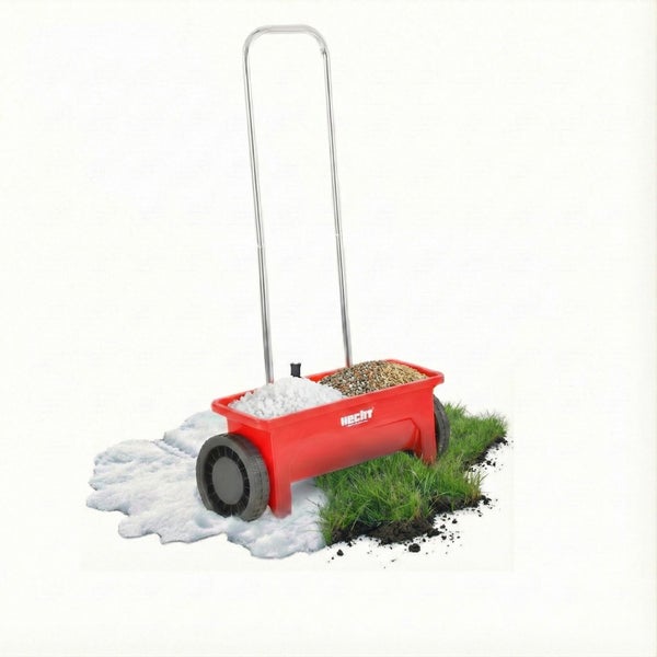 Streuwagen gefüllt mit Saatgut und Dünger