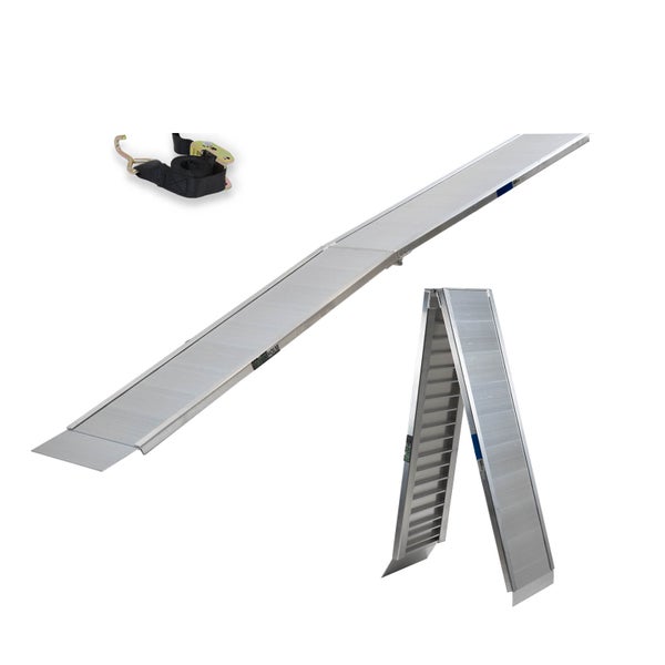 TRUTZHOLM Alu Auffahrrampe klappbar 307 cm extra lang 450 kg Alu grau geriffelt Motorradrampe