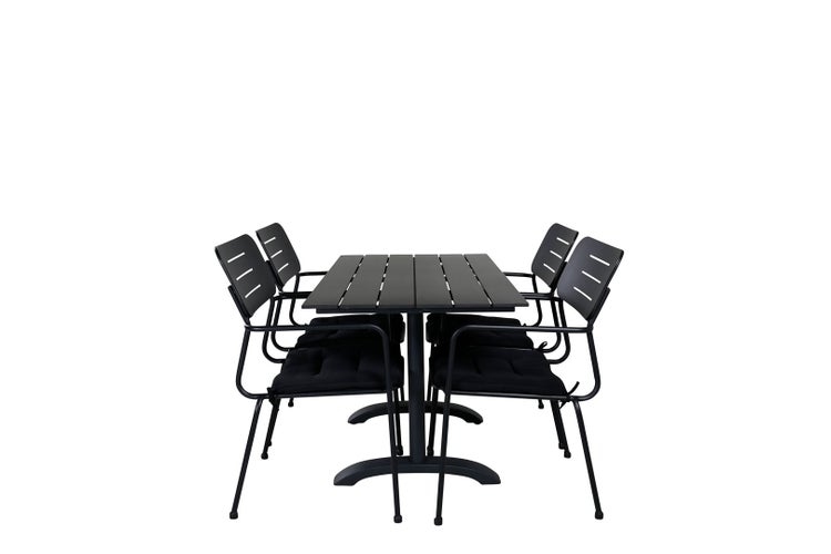 Denver Gartenset Tisch 70x120cm und 4 Stühle Nicke schwarz. 70 X 120 X 74 cm