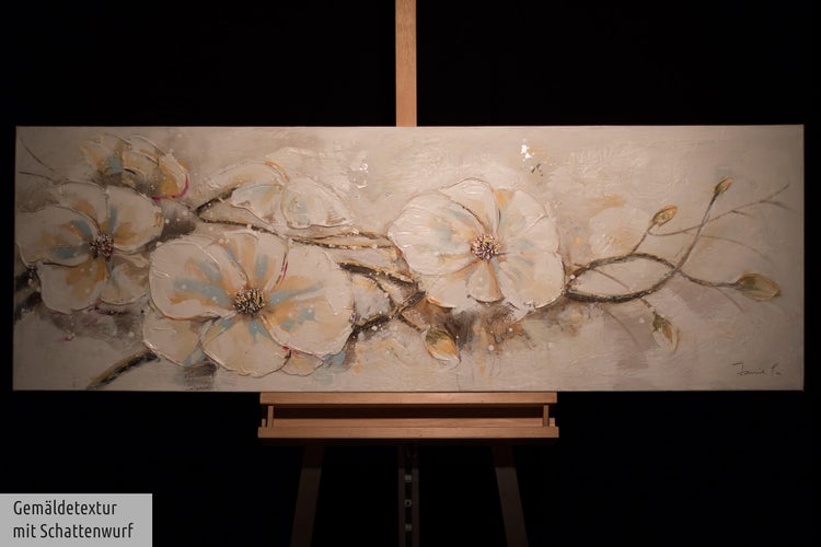 Handgemaltes Gemälde Acrylfarbe 150x50cm Weiß