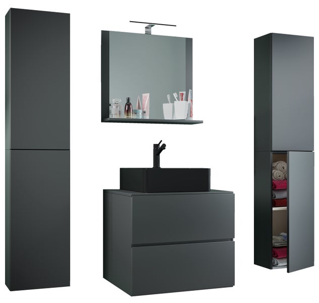 5-tlg Waschtisch Badmöbel 60cm Lendas XL Schublade