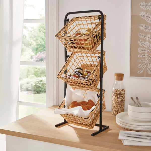 FRANK FLECHTWAREN | Korb-Etagere Trio, WEIDE, METALL, 25 x 22 x 63 cm