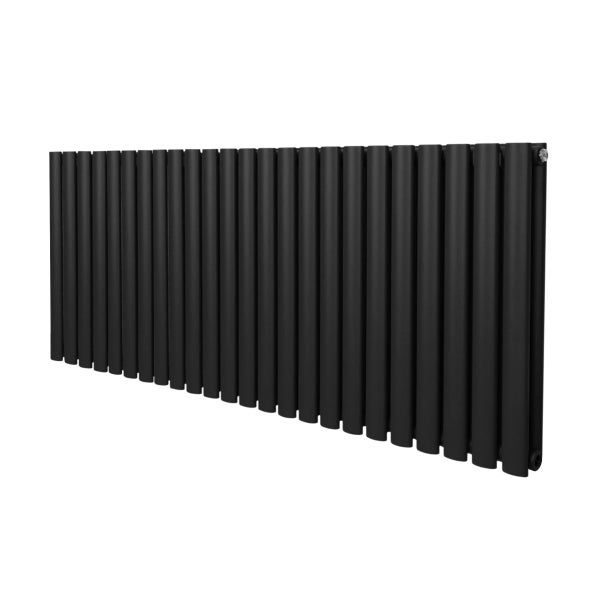 Oval Röhrenheizkörper - 600mm x 1440mm - Schwarz