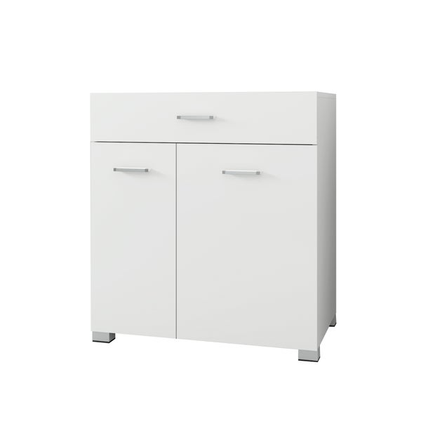 ML-Design Wäscheschrank mit 2 ausklappbaren Wäschesäcken, Weiß, 75x78,5x45 cm, Wäschesammler mit Schublade, viel Stauraum, Wäschekorb aus MDF-Holz, Wäschetruhe Badezimmerschrank Badschrank Badmöbel