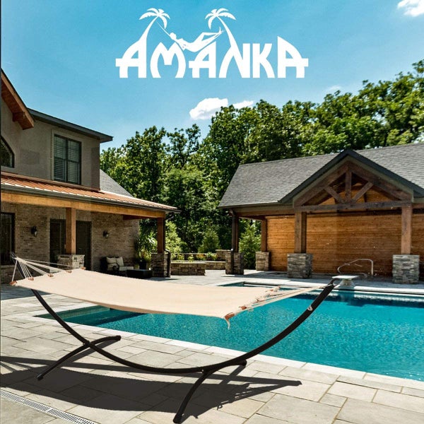 AMANKA Bis 100kg: Outdoor Stabhängematte 1 Person - 190x80cm Hängematte Outdoor Hängeliege ohne Gestell - Hängematte mit Stange - Garten Hängematte für Balkon Schaukelliege Indoor Liege zum Aufhängen