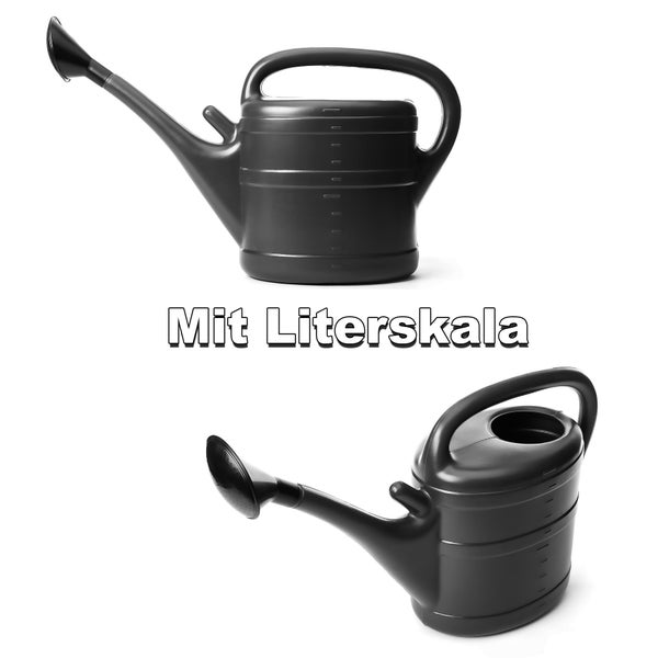 Gießkanne mit Literskala in zwei Ansichten