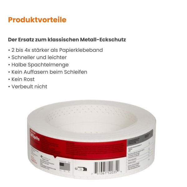 Strait-Flex Tuff-Tape Pro Fugenband für Trockenbau. Ersatz für Metall-Eckschutz, 2 bis 4 mal stärker als Papierklebeband, rostet und verbeult nicht.