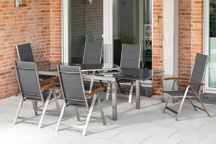 Ferrara Gartenmöbelset 7tlg., Klappsessel, Ausziehtisch 180 (240) x 100 cm