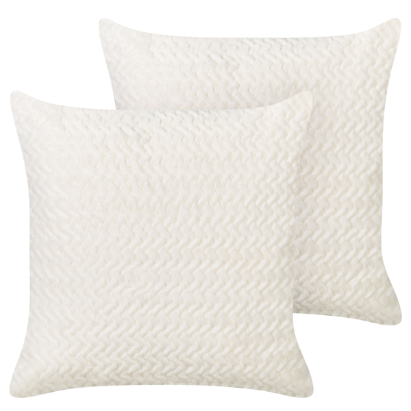 Dekokissen 2er Set SURMI Webpelz 45 x 45 cm Cremeweiß Ohne Muster