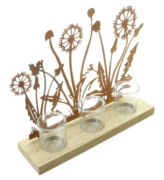 FRANK FLECHTWAREN | Windlicht Wiese, METALL, MDF, 33,6 x 7 x 25 cm