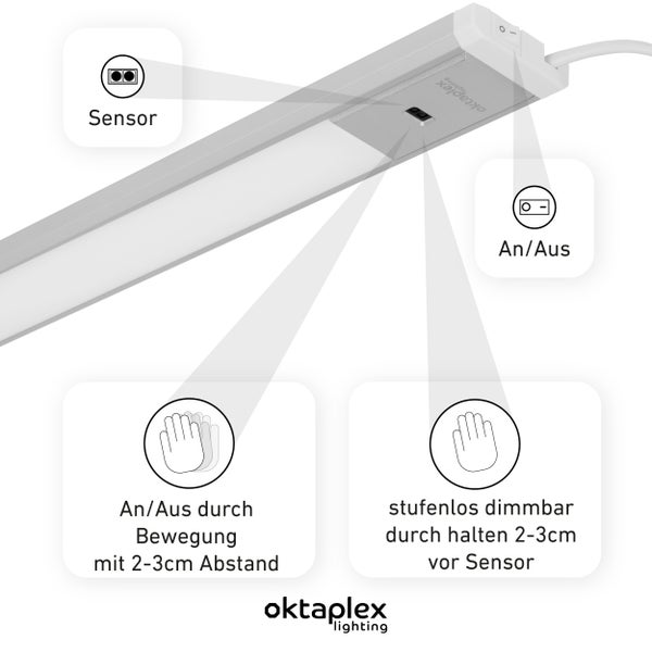 Oktaplex Leuchte mit Sensor zur Steuerung und Dimmung