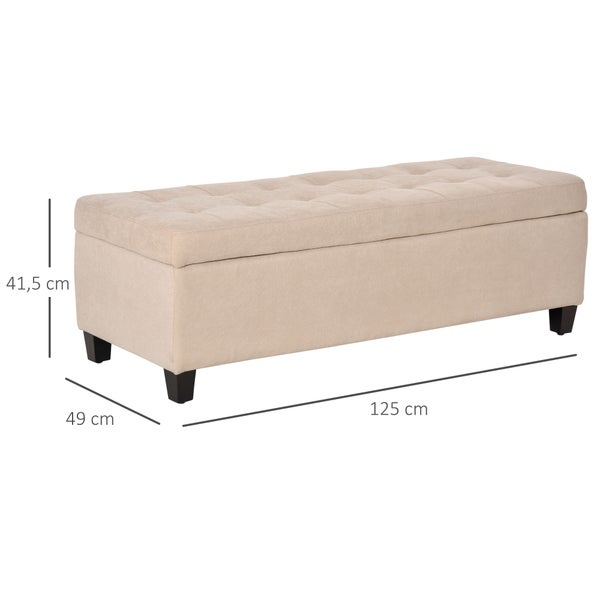 HOMCOM Sitzbank mit Stauraum, Deckel, für Wohnzimmer, Schlafzimmer,  125 x 49 x 41,5 cm, Leinenoptik, Beige