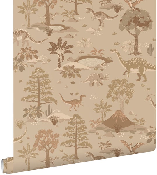 ESTAhome Tapete Dinosaurier Braun - 50 x 900 cm - 131658