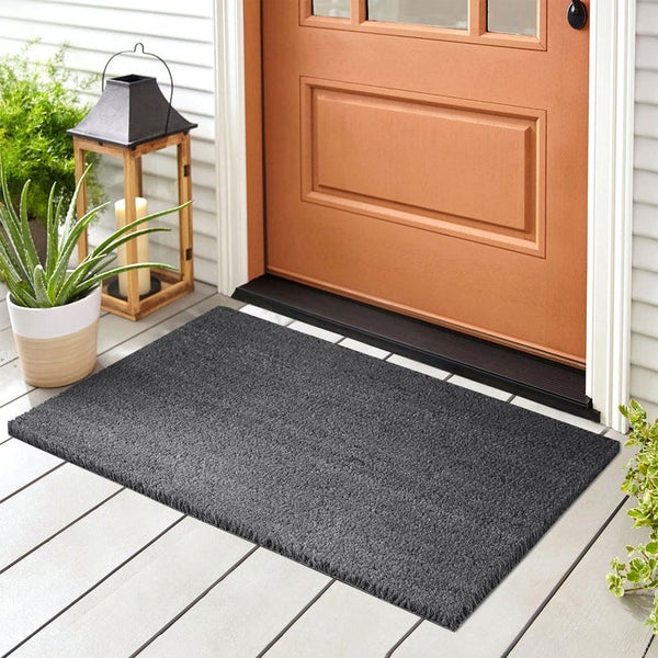 FLOORDIREKT Fußmatte Kokos - Eingangsmatte aus Kokos - Fußabtreter - Grau - 24 mm - 40 x 60 cm