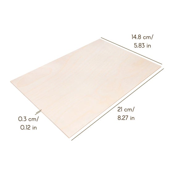 Sperrholzplatten aus baltischer Birke im Format DIN A5, 10er Set, geeignet für Brandmalerei und Laserschneiden, Creative Deco Logo.