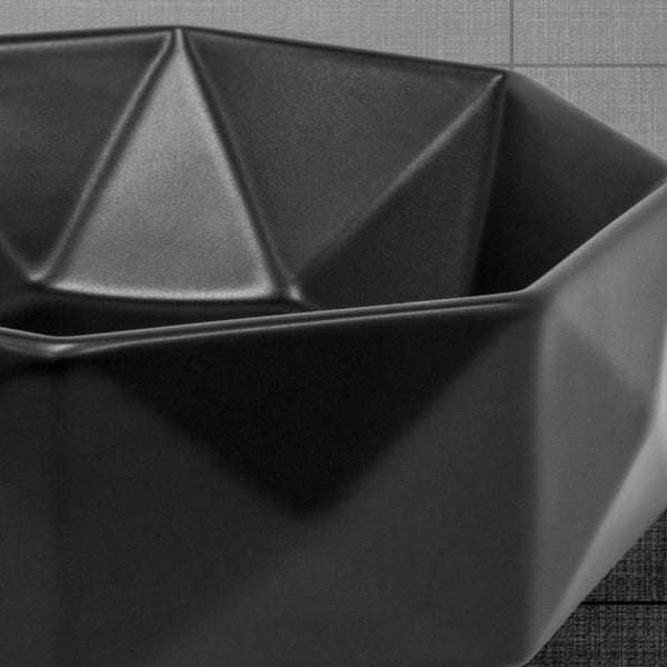 ML-Design Waschbecken aus Keramik in Schwarz Matt, Ø 42x13,5 cm, Diamant Design, Runde Aufsatzwaschbecken, Moderne Waschtisch, Waschschale Waschplatz Handwaschbecken, für das Badezimmer und Gäste-WC