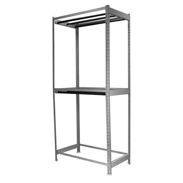 PROREGAL Kleiderstangenregal Metal Doppel HxBxT 300 x 90 x 75 cm Grau Kleiderständer Garderobe Klamottenregal Stangenregal Regal